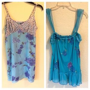 Vintage 2 Slips - 1 VS Sexy Little Things Embroidered Teddy Top Blue M & 1 JM